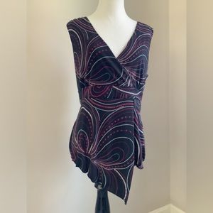 Pink/black stretch sleeveless top Large